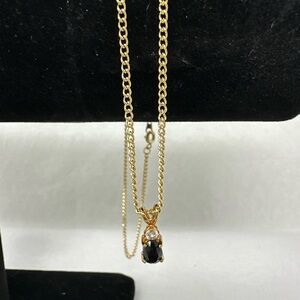 Source Unknown Gold Necklace with Genuine Onyx Gemstone